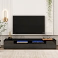 thumbnail image 2 of Extended TV Stand, Modern Minimalist Style TV Cabinet with Color Changing LED Lights, Universal Entertainment Center, High Gloss TV Cabinet for 90+ inch TV, Black, 2 of 9