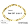 thumbnail image 5 of ChainsHouse 14k Gold Plated Figaro Link Bracelets for Women Men 6mm Hypoallergenic Jewelry Gift, 7.5inch, 5 of 9