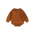 thumbnail image 1 of ZAXARRA Combinaisons pour Bébés Filles Garçons Chandails en Molleton Couleur Unie Manches Longues Col Rond Combinaisons Automne Hiver Justaucorps Bébé, 1 of 9
