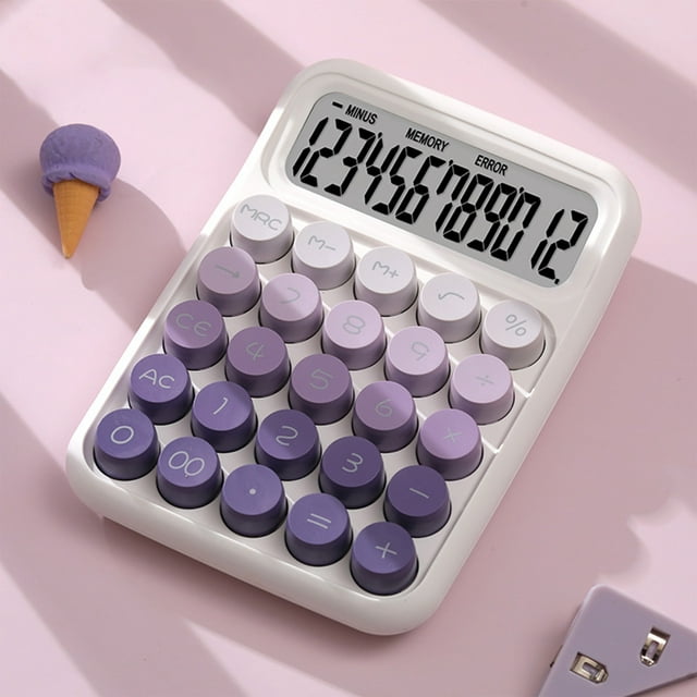 Wzzjkit Cute Calculator Small Portable Scientific Calculator for Students 12 Digits Mini Body Plastic Keys Non slip Bottom Pad Clear Keys