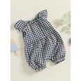 thumbnail image 3 of Suealasg Baby Girls 3-Pack Romper Bodysuit Fly Sleeve Round Neck Plaid Buttons Up Jumpsuits 3 6 12 18 Months Infant Girls Summer Casual Jumpsuits Clothes, 3 of 7