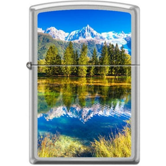 Zippo Lighter - Snow Capped Mountains Satin Chrome