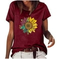thumbnail image 1 of Pompotops Mode Adulte Femme Col Rond Manches Courtes T-Shirt Imprimé Ample Court, 1 of 8