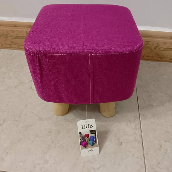 UUB Stools Small Ottoman Footstool with Wooden Legs, Square Upholstered Stool