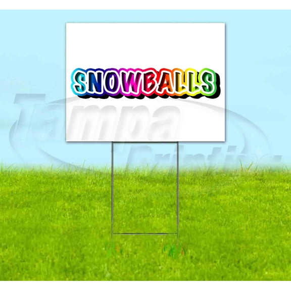Rainbow V2 Snowballs (18" X 24") Yard Sign, Includes Metal Step Stake