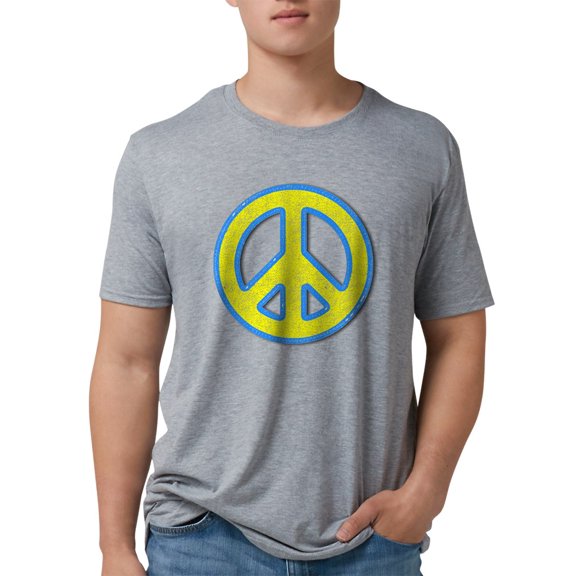 CafePress - Ukraine Flag Ukrainian Pride Peace Symbol T Shirt - Mens Tri-blend T-Shirt
