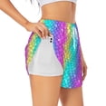 thumbnail image 2 of Bixox Women's Rainbow Scales2 pattern 2 in 1 Running Shorts - Lightweight Athletic Workout Gym Yoga Shorts Liner with Pockets - Medium, 2 of 7