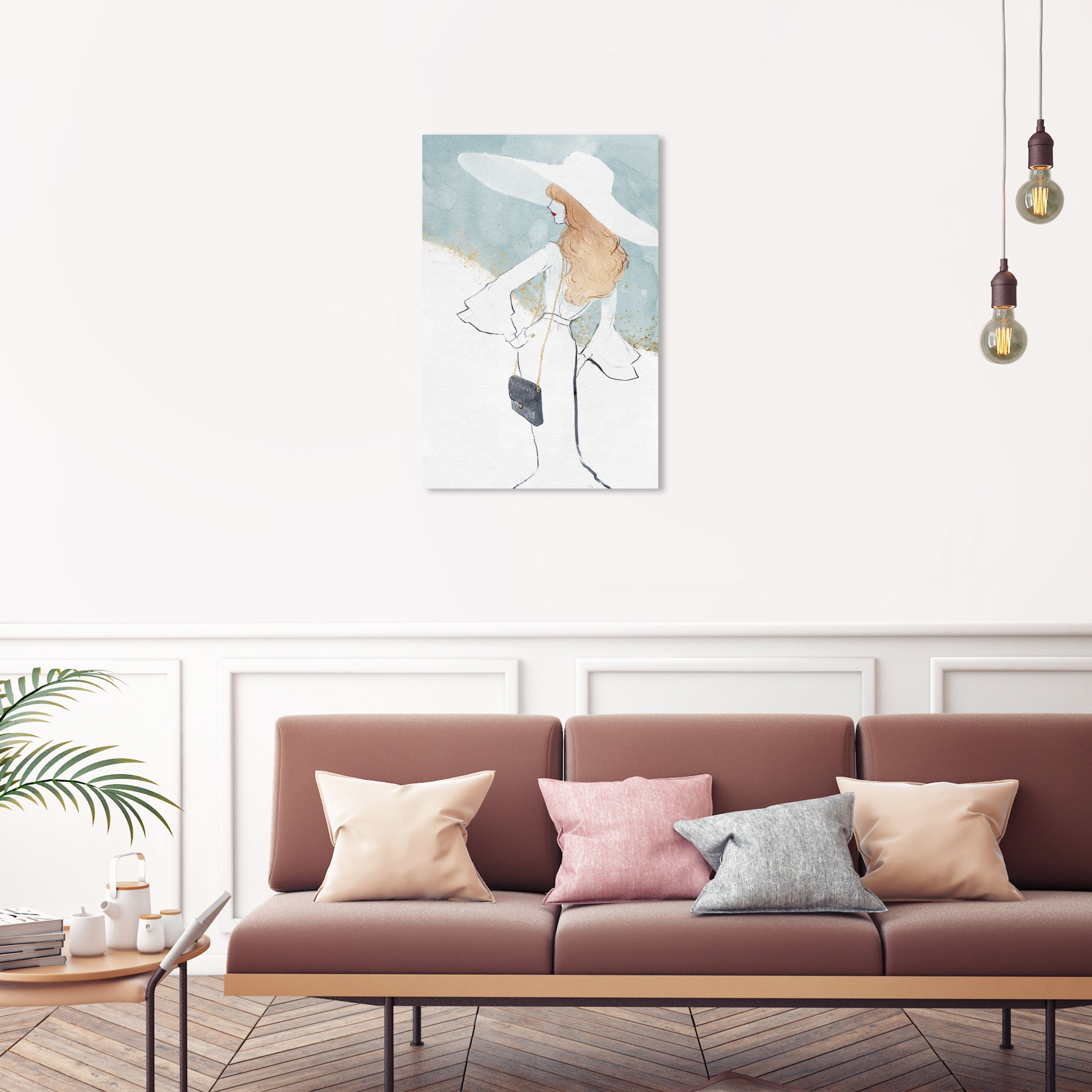 Wynwood Studio Canvas Feminine Glam Pastel Blue Fashion and Glam Outfits Wall Art Canvas Print White Light Green 20x30