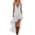 thumbnail image 2 of YueHuiYing Women's Retro Bohemian-Style Tencel and Linen Sleeveless Dress with Asymmetrical Lace Hem, 2 of 8
