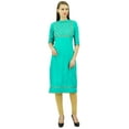 thumbnail image 3 of Bimba Womens Rayon Designer Tunic Lace Detail Yoke Kurtis Top Straight Blouse, 3 of 9