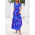 thumbnail image 4 of Vestido largo PRETTYGARDEN para mujer, bohemio, floral, azul, XXL, 4 of 9