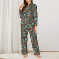 thumbnail image 2 of Honeii Industrial Transportation print Women's Pajama Sets Long Sleeve Button Down Sleepwear Nightwear Soft Pjs Lounge Sets-X-Large, 2 of 7
