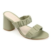 Journee Signature Vidda Tru Comfort Foam™ Women's Leather Dress Sandals Color: Sage Size: 8
