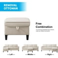 thumbnail image 3 of Puremind 3 Piece Living Room Furniture Sets,L Shaped Sectional Sofa Set With Storage Ottoman,Modern Linen Fabric Couch For Apartment,Beige, 3 of 6