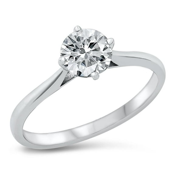 Round Clear CZ Engagement Solitaire Ring .925 Sterling Silver Band White Jewelry Female Size 10