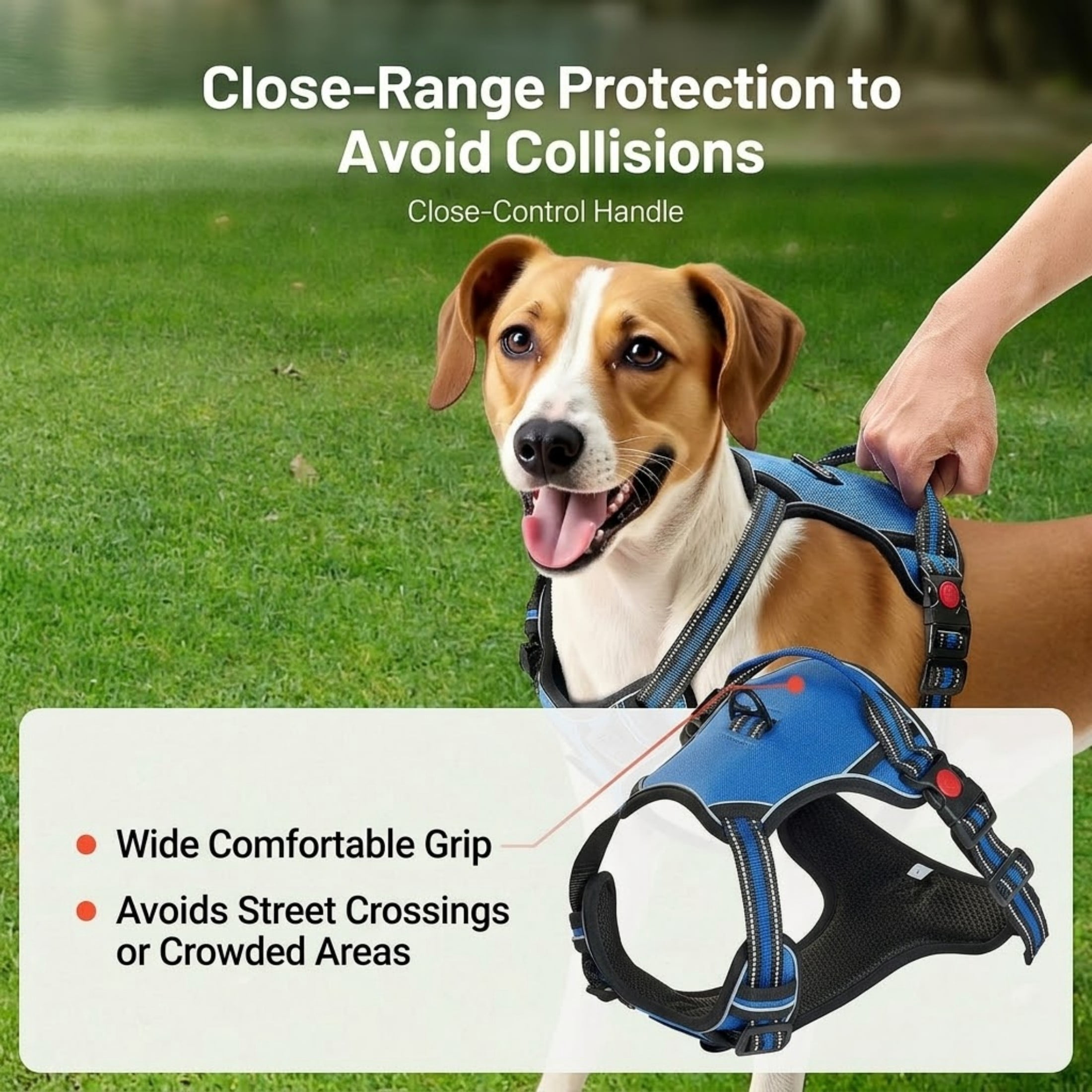 Dog Harness for Large Dogs, No Pull Adjustable Dog Vest Pet Harness, with 5ft Leash, Handle, Metal Rings, Buckles, Reflective Stitching 600D Oxford Fabric, for Training, Walking, and Hiking
