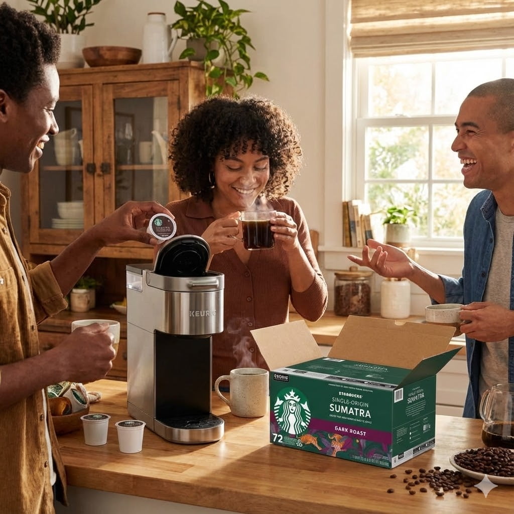 Starbucks Dark Roast K-Cup Coffee Pods Single-Origin Sumatra (72 Count)
