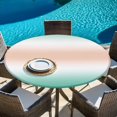 thumbnail image 6 of Teal Green Cream Ombre Round Tablecloth 36-44 Inch Round Fitted Table Cloth with Elastic Edge, Gradient Aesthetic Farmhouse Waterproof Table Cover Protector for Outdoor Picnic Party Dining, 6 of 9