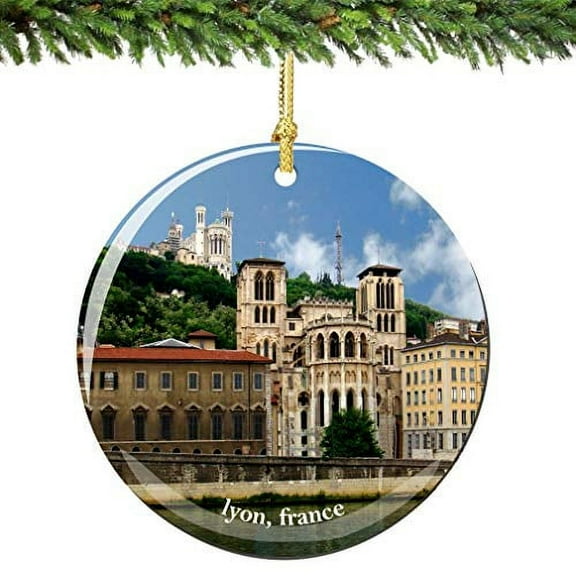 City-Souvenirs Lyon France Christmas Ornament Porcelain 2.75' Double Sided Lyon France Christmas Ornament