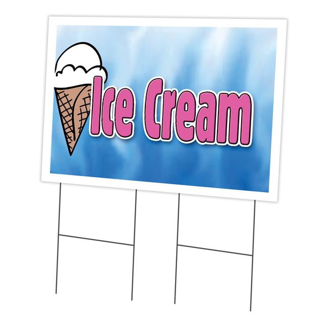Frozen Custard Red Blue Ice Cream Corrugated Plastic Yard Sign /Free Stakes 