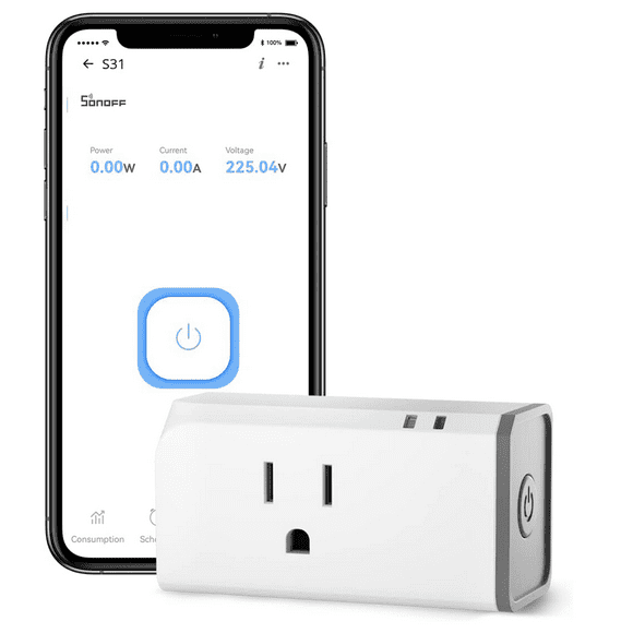 SONOFF Smart Plug with Energy Monitoring,APP&Voice Control Works with Alexa Google Home ,WiFi Mini Smart Outlet for Home and Commercial Use S31 1 Pack