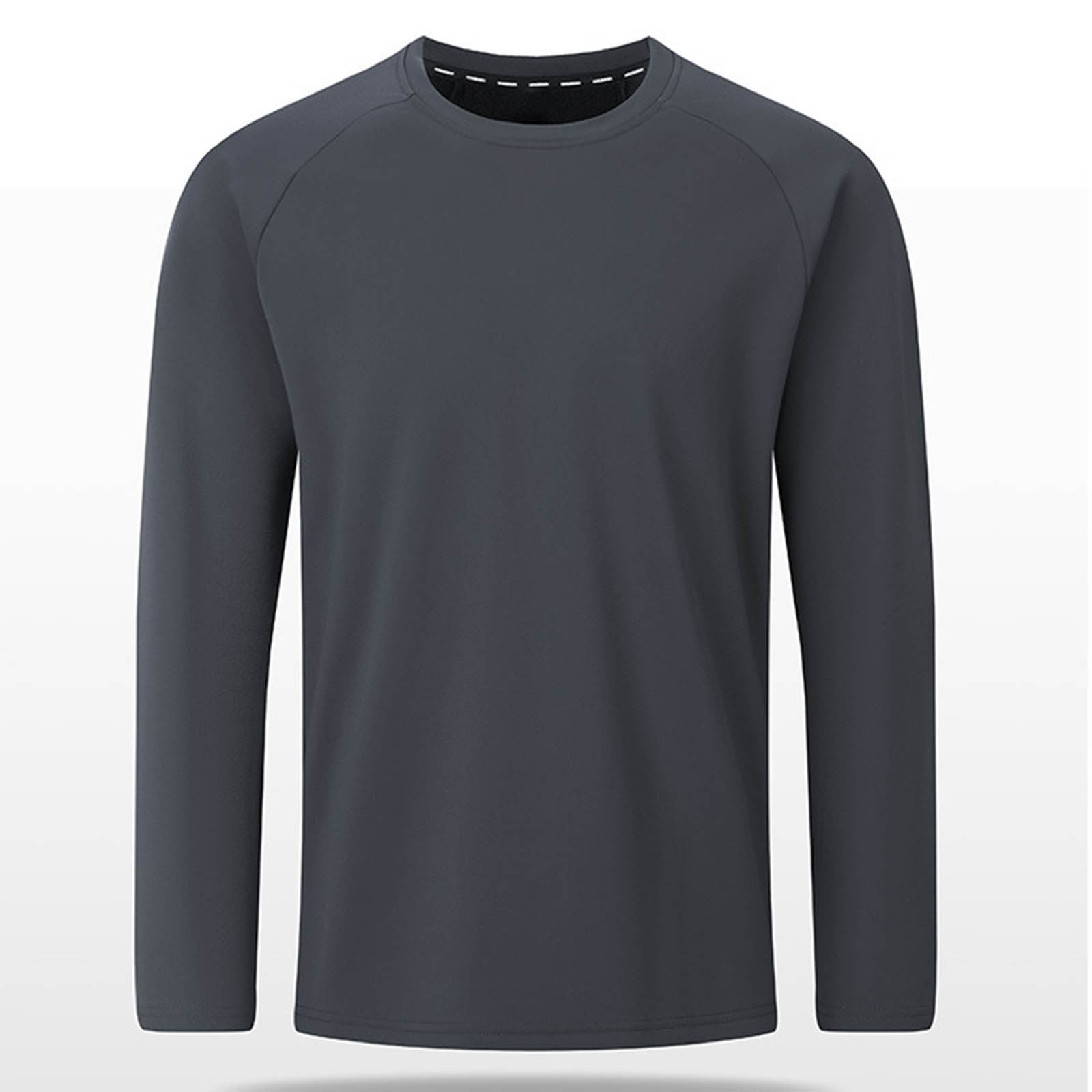 VSSSJ Men's Athletic T-Shirts Long Sleeve Raglan Crew Neck Muscle Fit Workout Fitness Running Solid Color Basic Pullover Shirt Dark Gray M