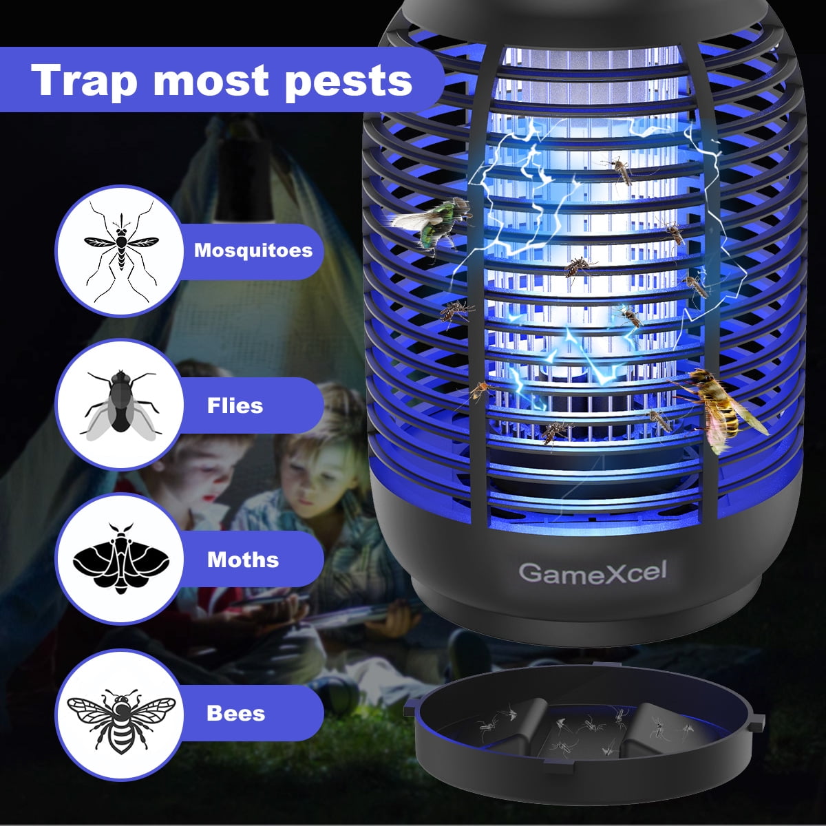 4000V Bug Zapper indoor Outdoor Electric, Mosquito Zapper, Fly Traps, Fly Zapper, Mosquito Killer for Home Patio Backyard - Round