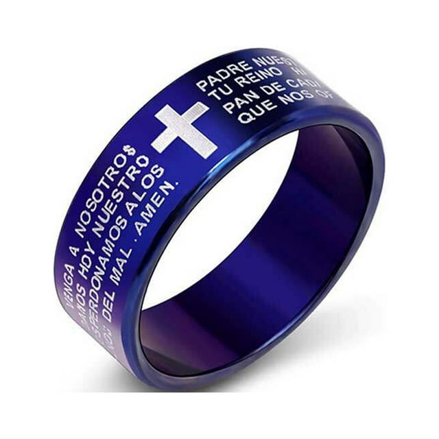 facefd Bague Vintage de Voyage Randonnée pour Hommes Bague de Fête Portable Banquet Mariage Bagues en Acier Inoxydable Décoration à la Main Bijou Bleu 9