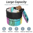 thumbnail image 2 of PhooArto Large Barrel Drawstring Makeup Bag, Rainbow Wooden Board Footprints Travel Cosmetic Bag Portable Make Up Organizer Bag, 2 of 6