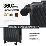 Travelhouse 4 Piece Hardshell Luggage Set Hardside Lightweight Suitcase with TSA Lock Spinner Wheels.(Black)