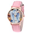 thumbnail image 1 of Fashionable PU Leather Strap Round Dial Analog Display Quartz Couples Wristwatch (Pink), 1 of 3