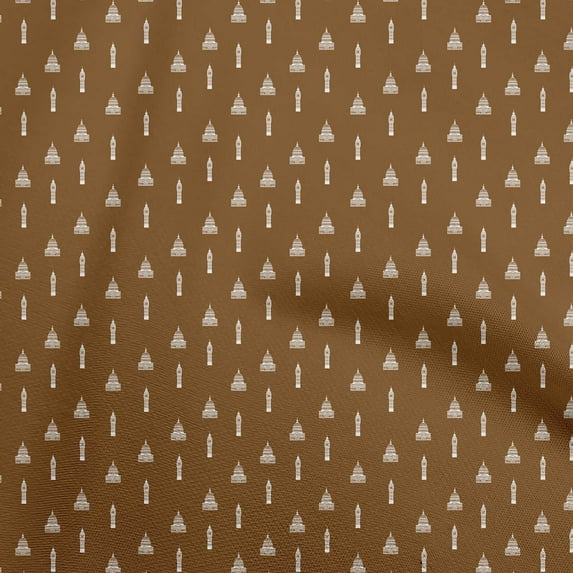 oneOone Velvet Tawny Brown Fabric Buidings Dress Material Fabric Print Fabric By The Yard 58 Inch Wide