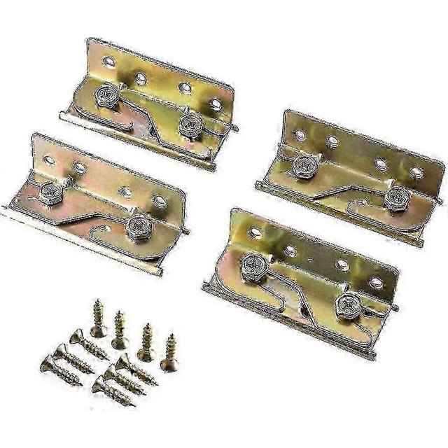 Bed Hinge, 4 Pieces Bed Rail Bracket, Heavy Duty Bed Hinge, Furniture Bracket Connector, With Screws, For Bedroom Bed Hinge Bracket Fixed Connection 2