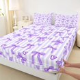 thumbnail image 3 of Manfei Cartoon Princess Bow Fitted Sheet Queen,Purple Coquette Bowknot Bedding,3 Pieces,1 Fitted Sheet and 2 Pillowcases, 3 of 6