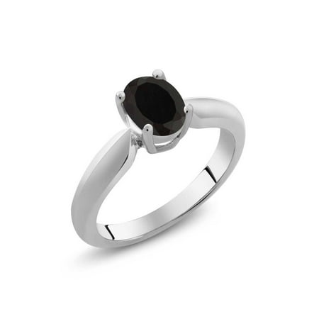 - 0.68 Ct Oval Black Onyx 925 Sterling Silver Women's Ring