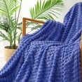 thumbnail image 4 of Exclusivo Mezcla Large Soft Fleece Throw Blanket, 50"x70" Stylish Jacquard Throw Blanket for Couch, Cozy, Warm, Lightweight Cobalt Blue Blanket, 4 of 10