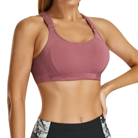 

Junlan Women Racerback High Impact Sports Bras Front Adjustable Wireless Workout Bra Push Up Crop Top