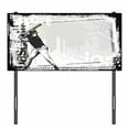 thumbnail image 3 of Baseball Headboard, Hitter in Field Graphic Distressed Backdrop Fast as You Can Image Baseball Themed, Upholstered Decorative Metal Bed Headboard with Memory Foam, Twin Size, Black White, by Ambesonne, 3 of 4