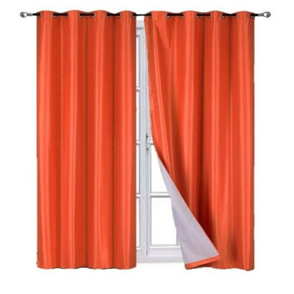 Bedroom Blackout Curtain 95" length Orange Color for Large Window Sliding Door 2 panels Blocking Sunlight Grommets Top Adam