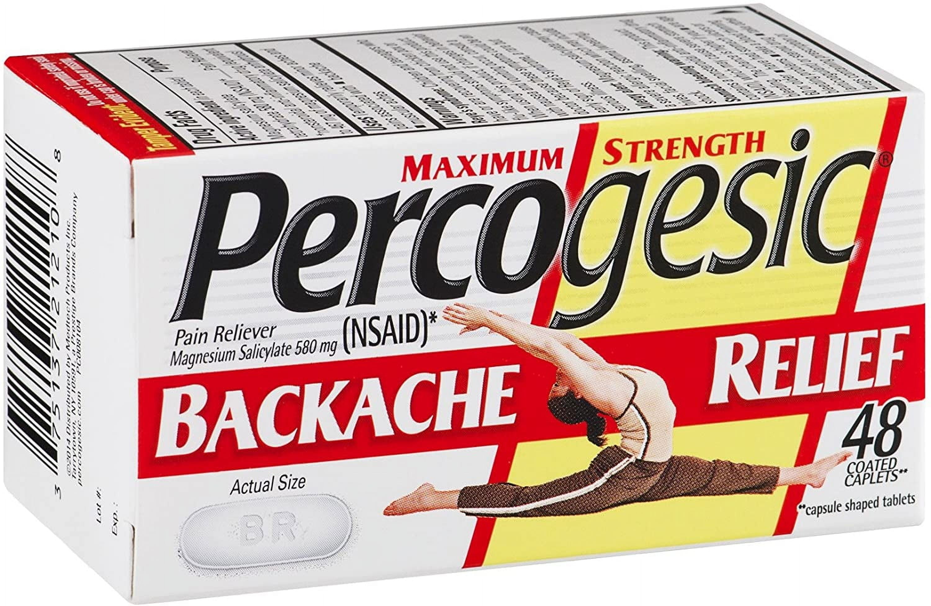 Percogesic Maximum Strength Backache Relief, Fast Acting Pain Reliever, 48 Coated Tablets