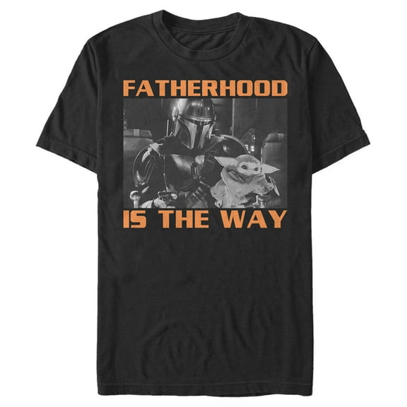 Men's Star Wars: The Mandalorian Fatherhood is the Way Grogu and Din Djarin Graphic Tee Black Small