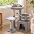 thumbnail image 3 of PAWZ Road 28" Small Cat Tree Tower Cat Condo with Perch Cat Scratching Post for Indoor Cats, Gray, 3 of 19