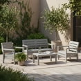 thumbnail image 1 of Juego de Muebles para Jardín, Set 4 Piezas, Sofá Doble, 2 Sillones y Mesa de Centro, Plástico Resistente RIMAX, 1 of 10