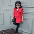 thumbnail image 4 of Hduncf Girls Kids Trench Coat Classic Double Breasted Belted Jacket Baby Cotton Blend Spring Fall Coats Outerwear Red 120/11, 4 of 9
