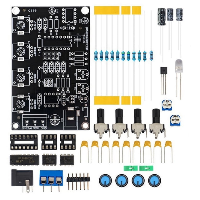 ICL8038 Function Signal Generator Module Sine Square Triangle Signal Generators DIY Welding Practice Kit Without Case,1 x signal generator DIY kit without shell,Black