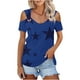 thumbnail image 3 of Camisas de Manga Corta para las Mujeres de Verano Sexy Frío Hombro Suéter Blusa Cuello en V Sólido, Ligero para Diario, 3 of 9