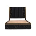 thumbnail image 2 of Elegant Queen Bed With Mango Wood Frame And Black Metal Ornaments, 2 of 4