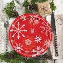 25-Count Christmas Snowflake Party Plates - Disposable Winter Holiday Tableware Xmas Tree Design Birthday Dinner Party Supplies(B)