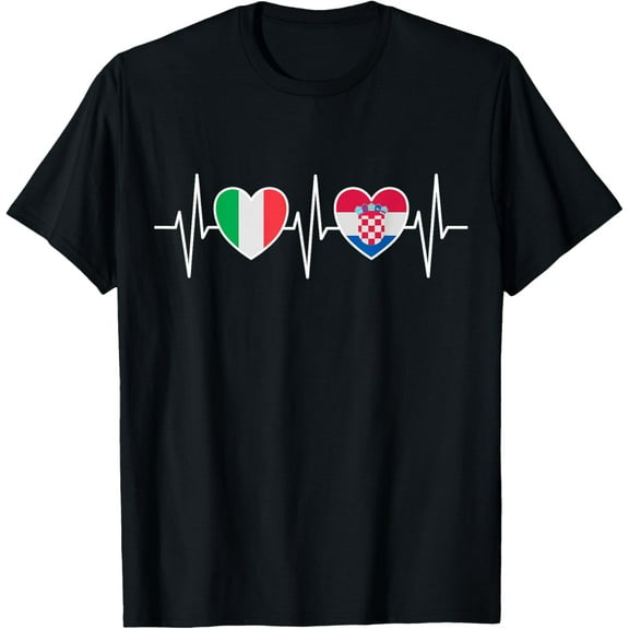 men and women can wear，Italy And Croatia Croatian Flag Flags T-Shirt
