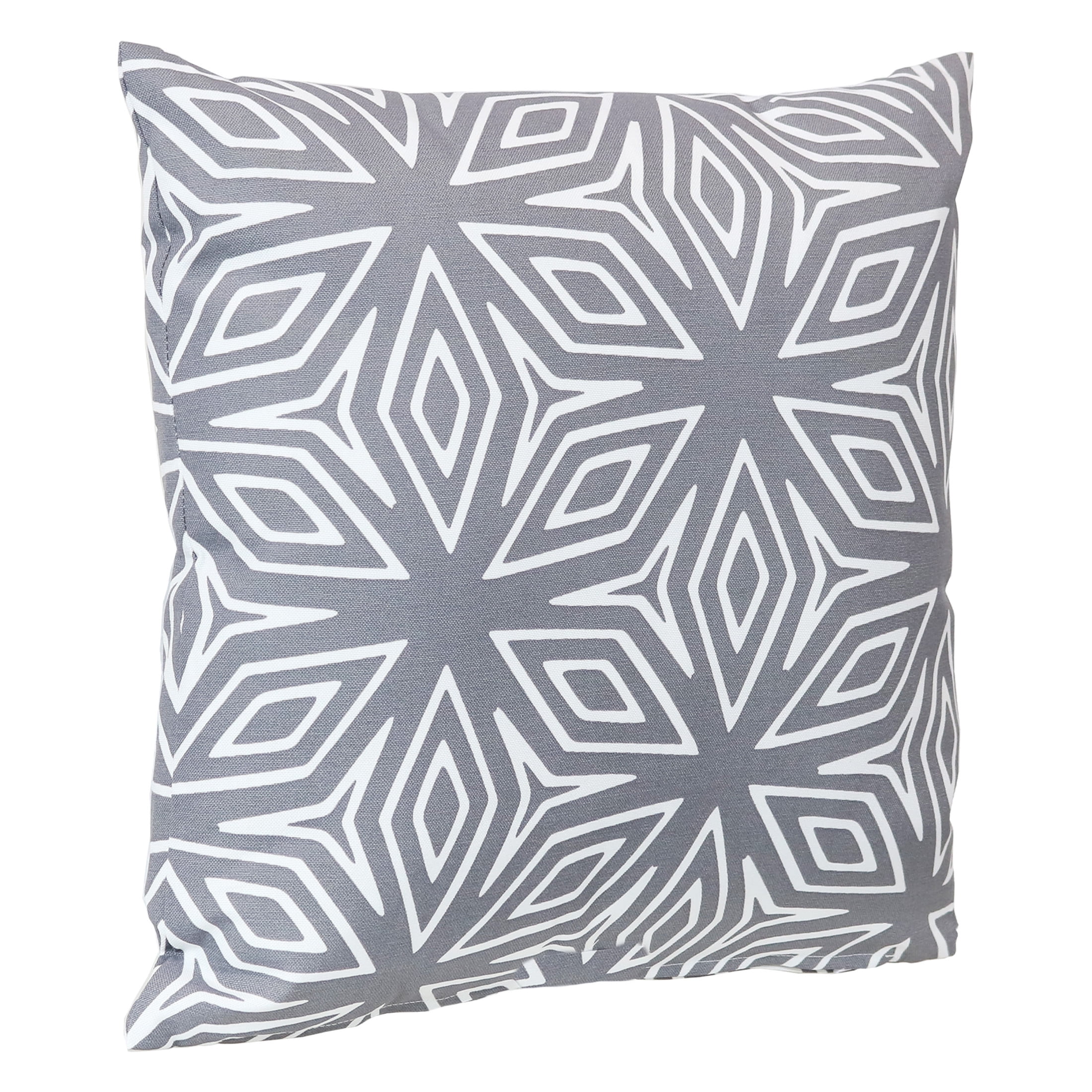 Sunnydaze 17" x 17" Gray Geometric Polyester Square Decorative Outdoor Throw Pillow, 2 Count